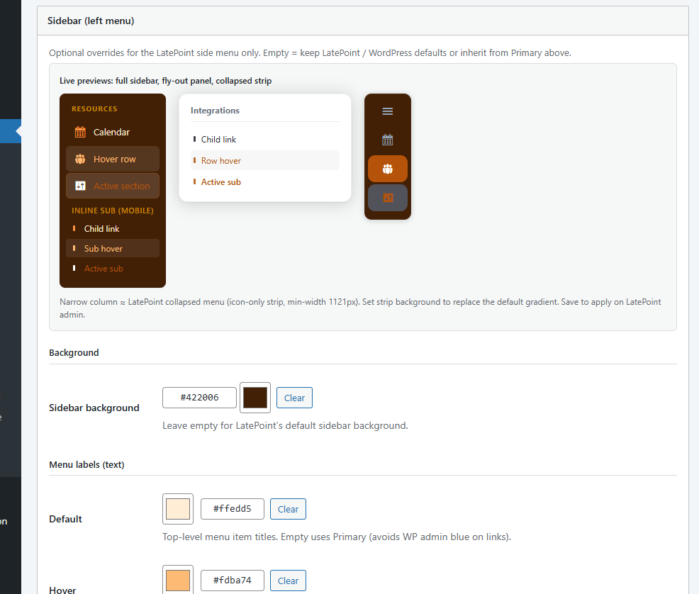Quick view of your sidebar as you choose a color.