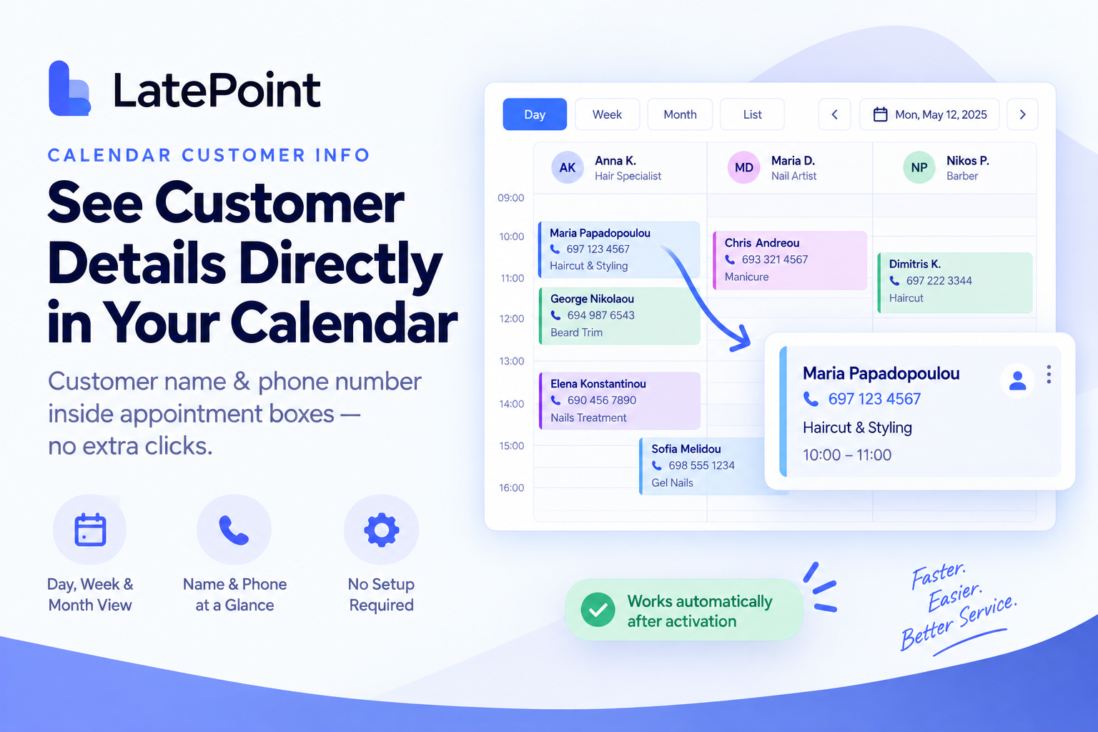 LatePoint - Calendar Customer Info