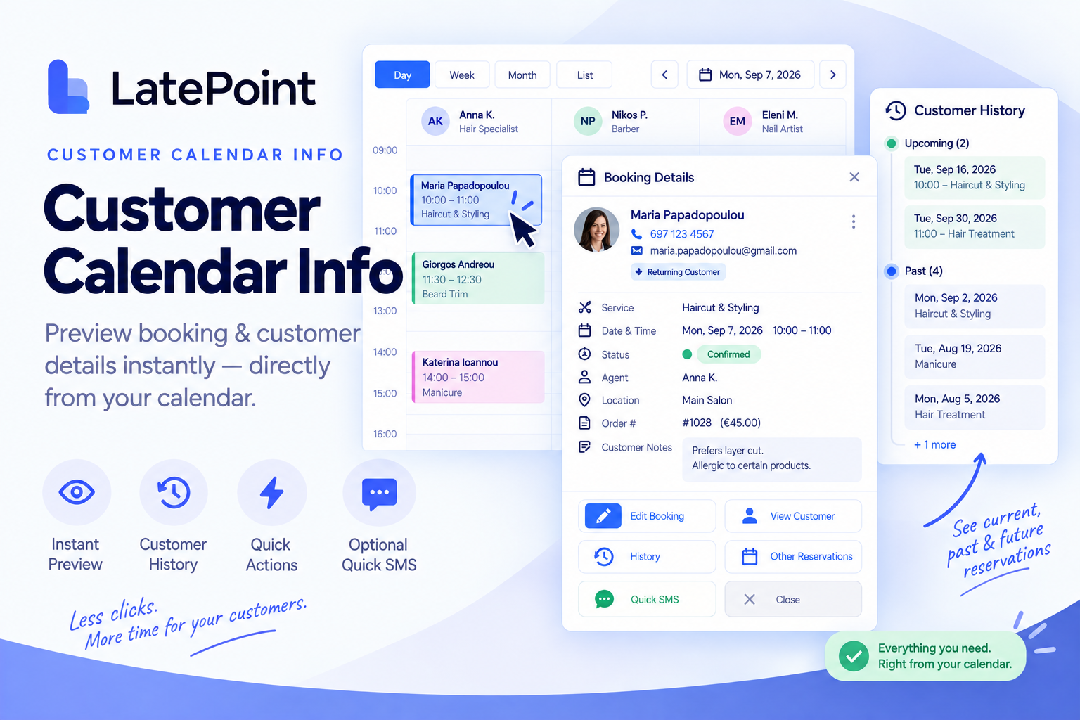 LatePoint - Customer Calendar Info