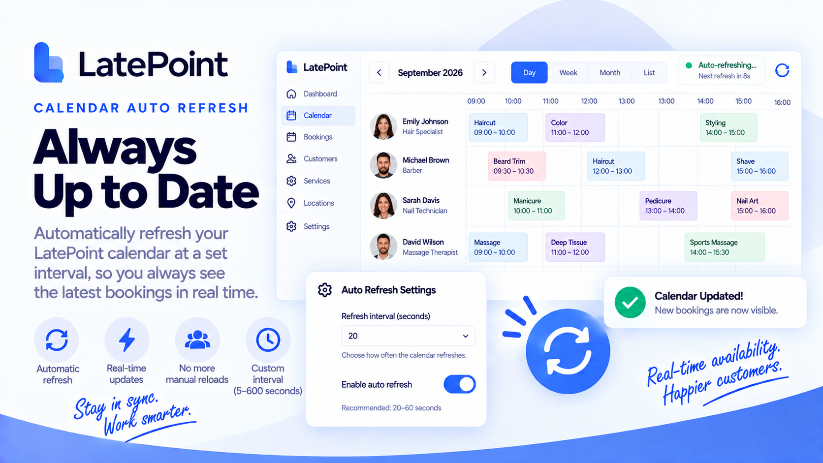 LatePoint – Calendar Auto-Refresh